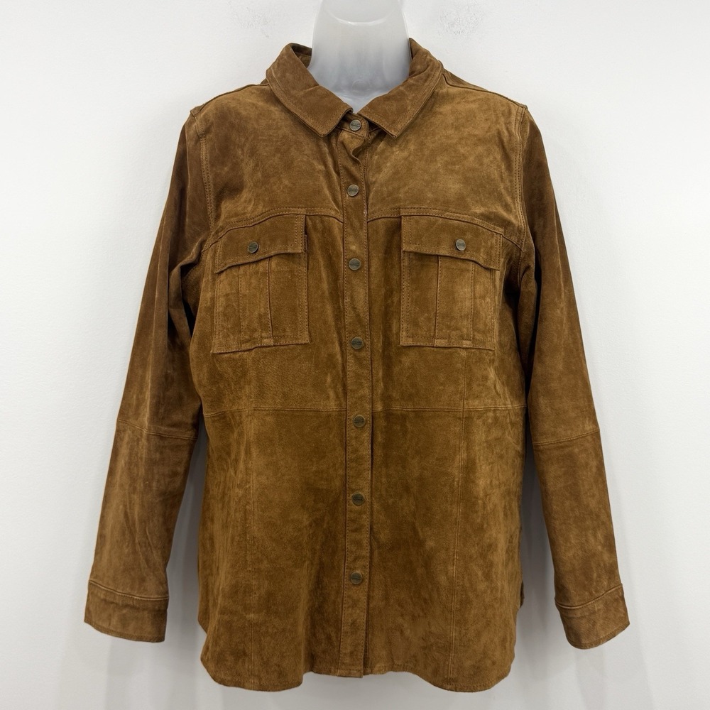 Suede Leather Western Jacket M Brown Equestrian Utility Field Country Cowgirl